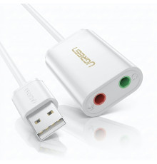 Внешняя звуковая карта | USB на 2 × AUX (для наушников и микрофона) | UGREEN US205